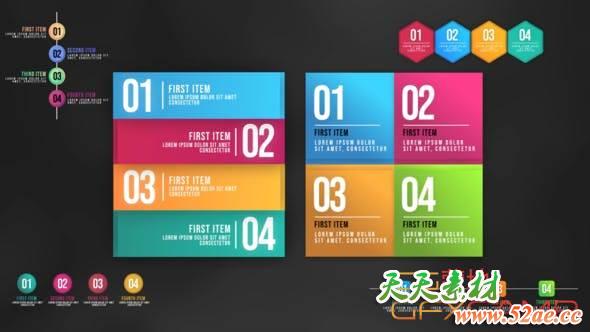 AE模板-信息数据图表动画 Infographic Animated Lists-天天素材网