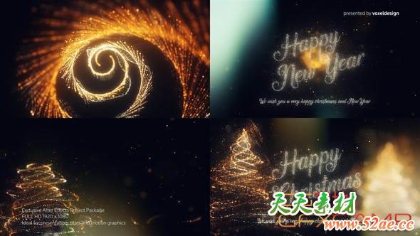 AE模板-新年圣诞节粒子动画片头 Happy New Year and Happy Christmas Opener-天天素材网