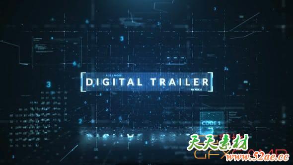 AE模板-科技感文字视频宣传片头 Digital Trailer-天天素材网