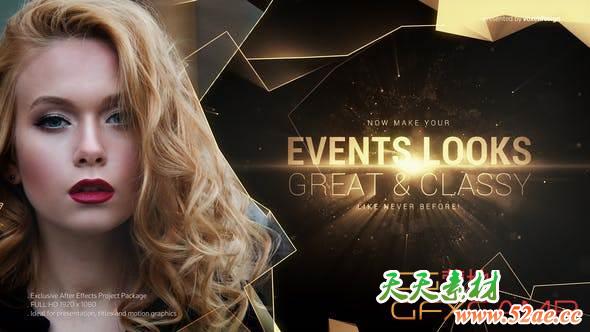 AE模板-金色图形遮罩颁奖典礼片头 Excellence Awards Titles-天天素材网