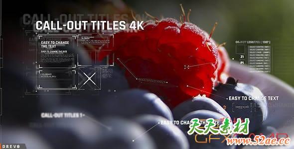 AE模板-14组科技感呼叫指示线动画 Call-outs Titles-天天素材网