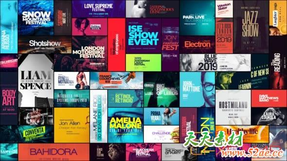 AE模板-50组文字标题图片排版动画 Headlines – Titles Pack-天天素材网