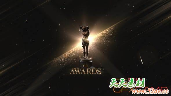 AE模板-金色粒子奢华颁奖典礼包装片头 The Awards-天天素材网