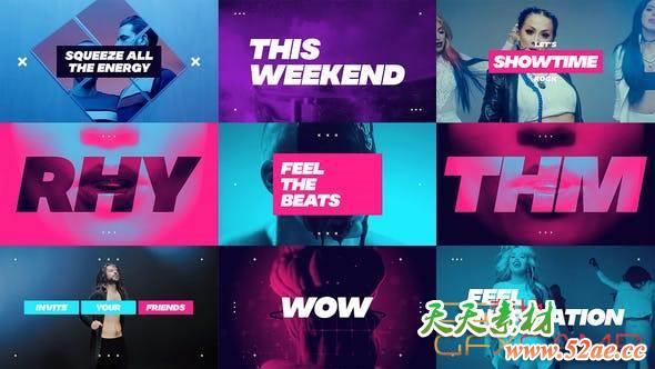 AE模板-时尚音乐视频文字排版宣传片头 Dynamic Opener-天天素材网