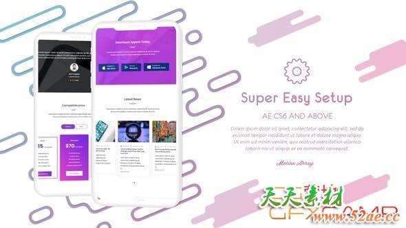AE模板-简洁手机APP宣传动画 Minimal App Promotion-天天素材网