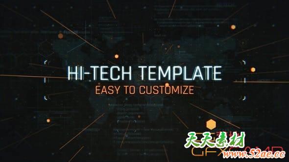 AE模板-信号损坏科技感文字片头 Tech Glitch Trailer Titles-天天素材网