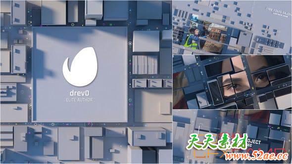 AE模板-俯瞰科技感抽象城市图片开场 City Opening-天天素材网