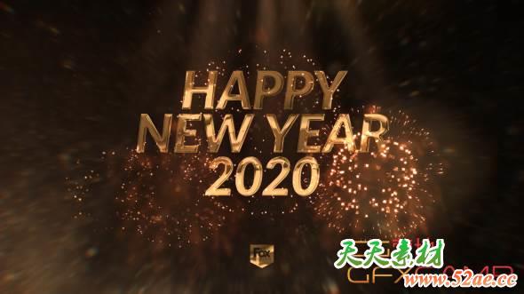 AE模板-金色粒子新年倒计时片头动画 New Year’s Eve Elegant Countdown-天天素材网