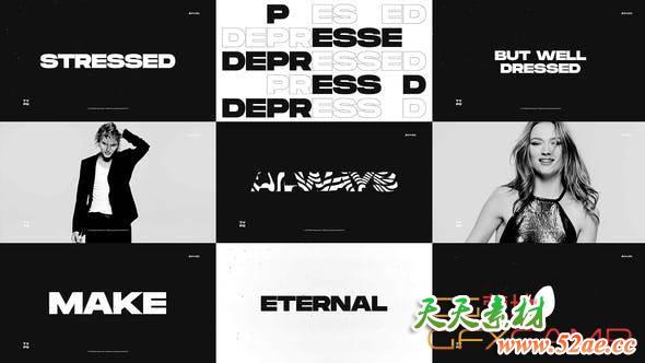 AE模板-黑白创意文字视频快闪片头 Fast Stomp Typo Opener-天天素材网