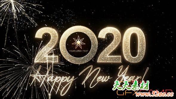 AE模板-三维时钟新年倒计时片头动画 Modern New Year Countdown Clock 2020-天天素材网