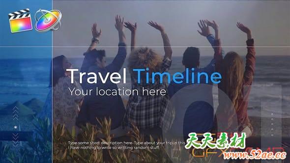 Apple Motion+FCPX模板插件-旅游视频分屏包装片头 Travel Timeline-天天素材网