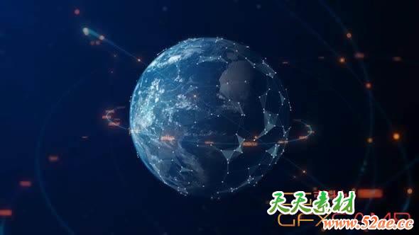 Digital Earth With Connection Lines 4K