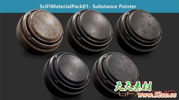 Substance Painter钢铁科幻材质预设 ArtStation Marketplace – Sci-Fi Material Pack 01-天天素材网