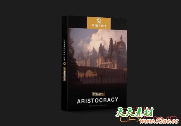 贵族楼房建筑3D模型 KitBash3D – Mini Kit: Aristocracy (FBX格式)-天天素材网