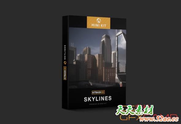 现代高楼大厦3D模型 Kitbash3D – Mini Kit Skylines (OBJ/FBX/MAX/MTL格式)-天天素材网