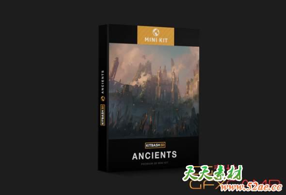 古老奇幻建筑3D模型 KitBash3D – Mini Kit – Ancients (OBJ/FBX/MAX/MTL格式)-天天素材网