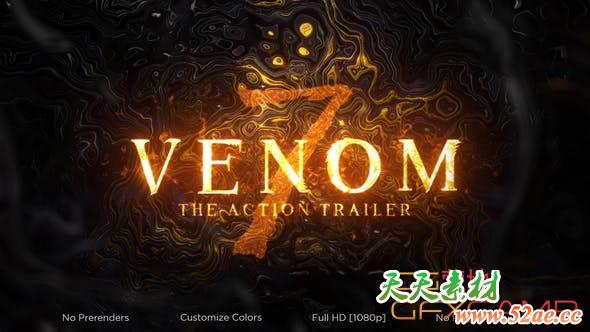 AE模板-电影视频预告宣传片头 Venom The Action Trailer 7-天天素材网