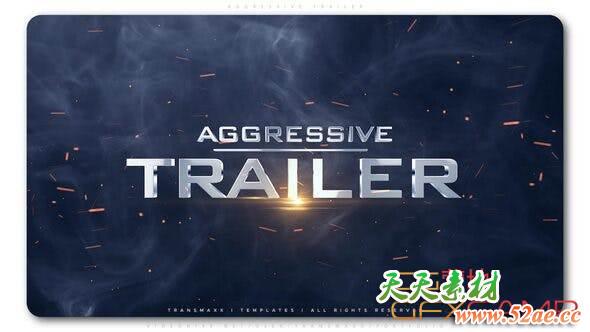 AE模板-大气动作游戏电影视频文字宣传片头 Aggressive Trailer-天天素材网