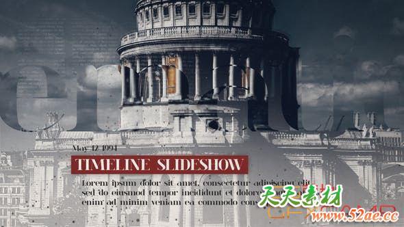 AE模板-历史时间线幻灯片开场 Timeline Slideshow-天天素材网