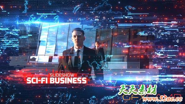 AE模板-科技感撕裂元素视频宣传片头 Sci-Fi Business Slideshow-天天素材网
