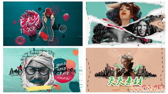 AE模板-定格手绘风格宣传包装片头 4k Hand Drawn Promo Pack-天天素材网