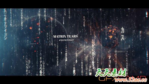 AE模板-科技感数字矩阵片头 Matrix Parallax Slideshow-天天素材网