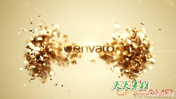 AE模板-金色破碎文字Logo动画 Golden Splash Logo 2-天天素材网