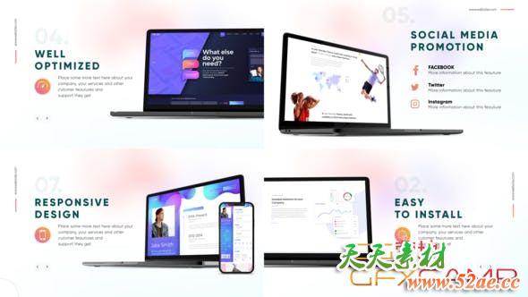 AE模板-电脑网站宣传展示片头 Website Presentation with Devices-天天素材网