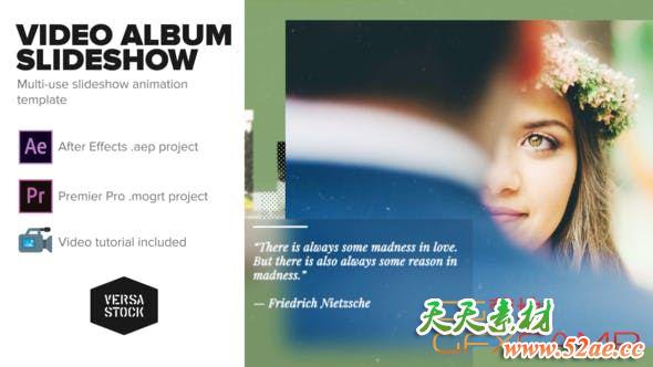 AE模板-现代婚礼照片相册开场 Video Album Slideshow-天天素材网