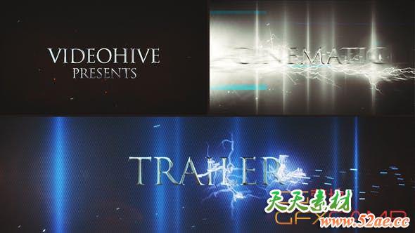 AE模板-大气闪电火星文字宣传片头 Cinematic Trailer trailler-天天素材网