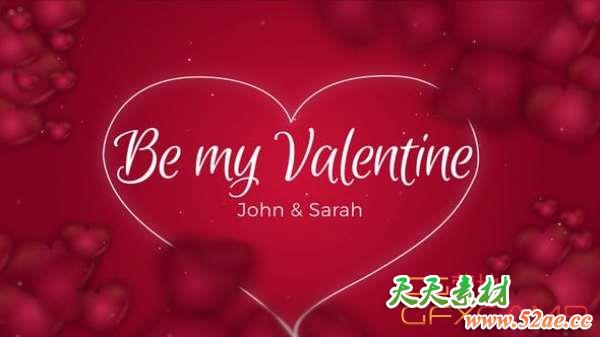 AE模板-爱心情人节浪漫照片相册片头 Be my Valentine-天天素材网