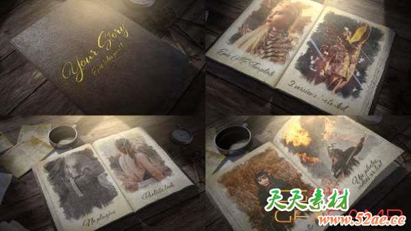 AE模板-回忆故事翻书片头 Your Story Book-天天素材网