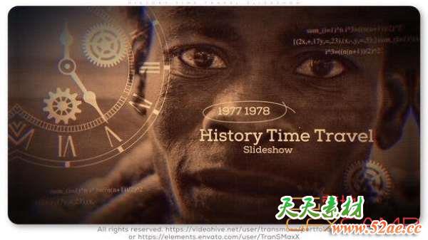 AE模板-回忆历史时间线展示片头 History Time Travel Slideshow-天天素材网