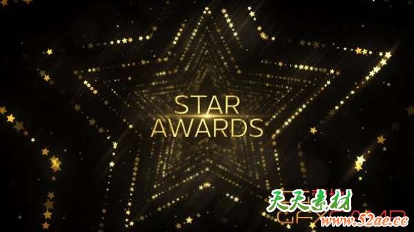 AE模板-时尚星状粒子颁奖文字标题片头 Star Awards Opener-天天素材网