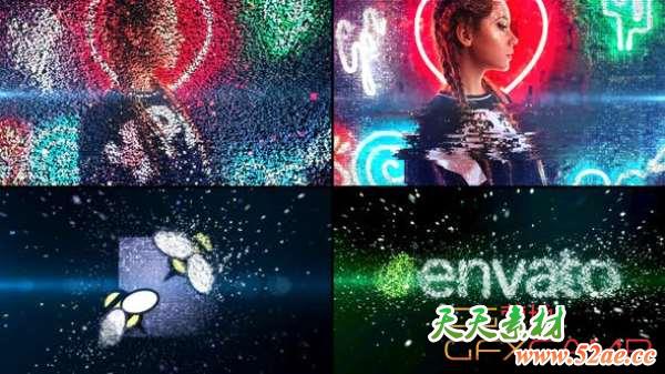 AE模板-碎片粒子汇聚图片动画 Particle Effect and Glitch 771851-天天素材网