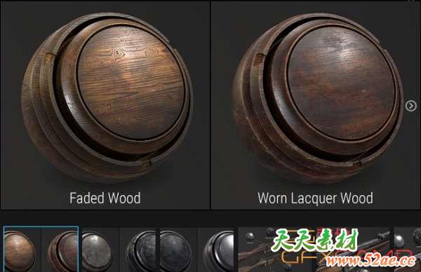 Substance枪支木纹钢铁材质预设 Artstation – Gun Smart Materials Pack Vol.3-天天素材网