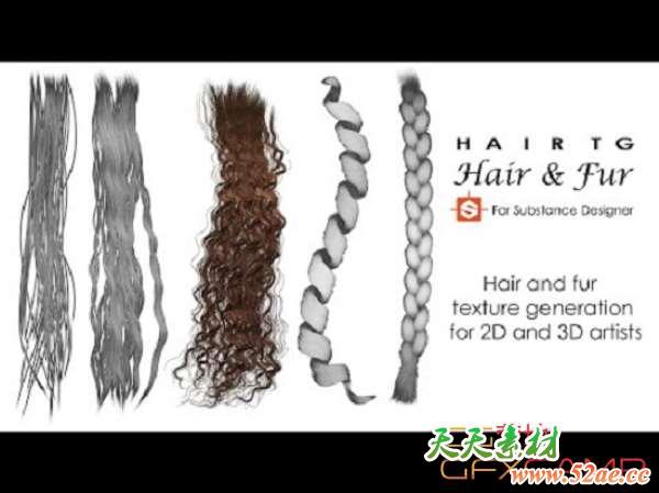 Substance毛发笔刷预设 Artstation – HairTG Hair & Fur for Substance Designer-天天素材网