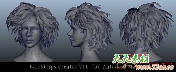 Maya头发毛发插件 HairStrips Creator Tool V1.0 Win/Mac/Linux-天天素材网