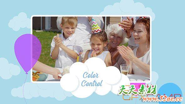 AE模板-卡通生日快乐相册视频片头 Happy Birthday Opener 2-天天素材网