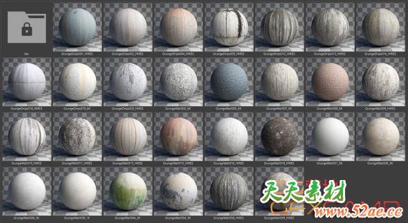 C4D CORONA渲染器划痕材质预设 Poliigon Textures Grunge for CORONA-天天素材网