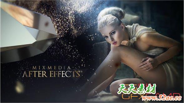 AE模板-奢华金色粒子文字片头 Go Gold Opener-天天素材网