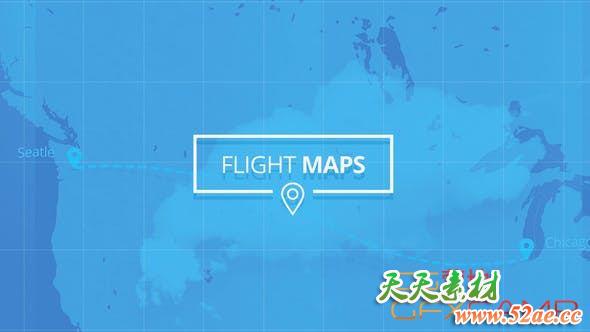 AE模板-地图路径飞机线条地点连接动画 Flight Maps – Visualize Where You’re Travelling-天天素材网