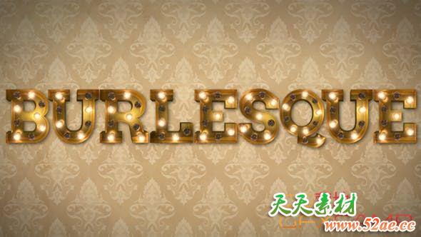 AE模板-游乐园舞台灯泡文字动画 Burlesque Light Bulb-天天素材网