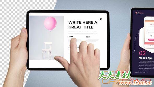 AE模板-平板iPad点击滑动展示动画 Tablet PRO Mockup Template-天天素材网