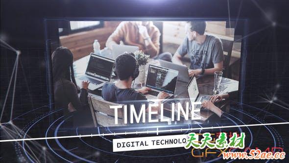 AE模板-科技感舞台企业公司时间线展示片头 Digital Techonology Timeline-天天素材网