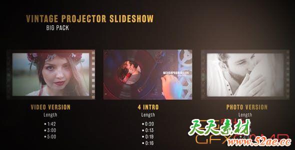 AE模板-胶片放映机美好回忆照片相册片头 Vintage Projector Slideshow Big Pack-天天素材网