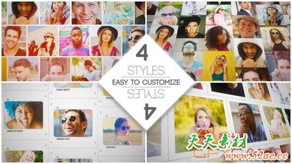 AE模板-快闪照片墙Logo动画 Mosaic Slides Logo Opener-天天素材网