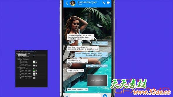 AE模板-手机短信息对话框气泡动画 Message Toolkit-天天素材网