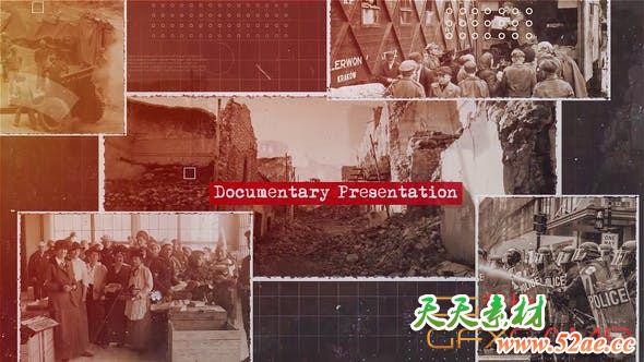 AE模板-复古历史回忆纪录图片开场 The Documentary 2-天天素材网
