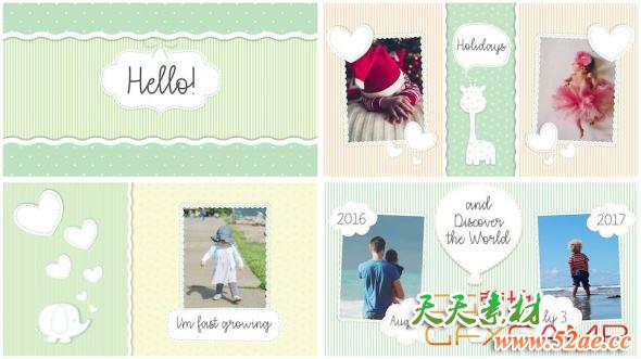 AE模板-卡通可爱儿童照片相册片头 Funny Kids Slideshow-天天素材网